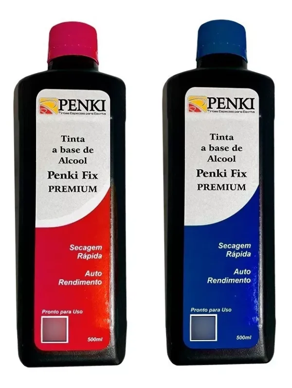 2 Tubos Tintas P/ Cartaz Penki 500ml - Azul E Vermelha