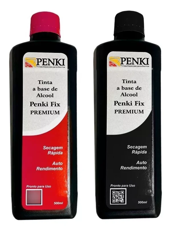 2 Tubos De Tintas Para Cartaz Penki 500ml - Vermelha E Preta