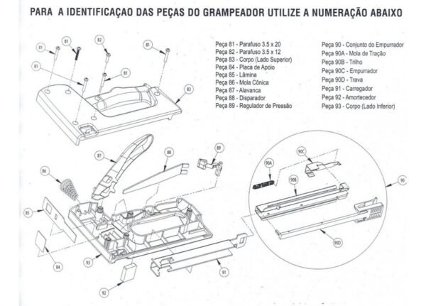 Grampeador Rocama Pinador 80/F Com 500 Grampos E 480 Pinos