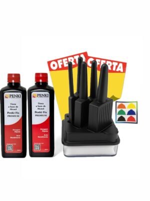 kit de escrita 5 Picéis Penki Tintas e Duas Tintas Premium Vermelha