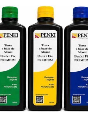 3 Tubos De Tintas Para Cartaz Penki Premium 500 ML Amarelo Verde e Azul